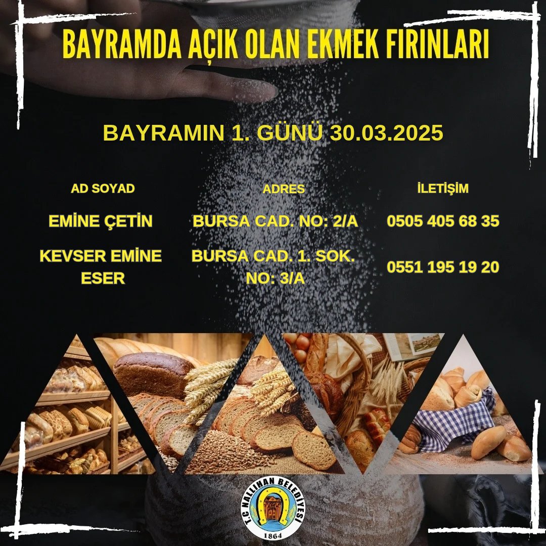 RAMAZAN BAYRAMINDA İLÇEMİZDE AÇIK OLAN EKMEK FIRINLARI BELLİ OLDU